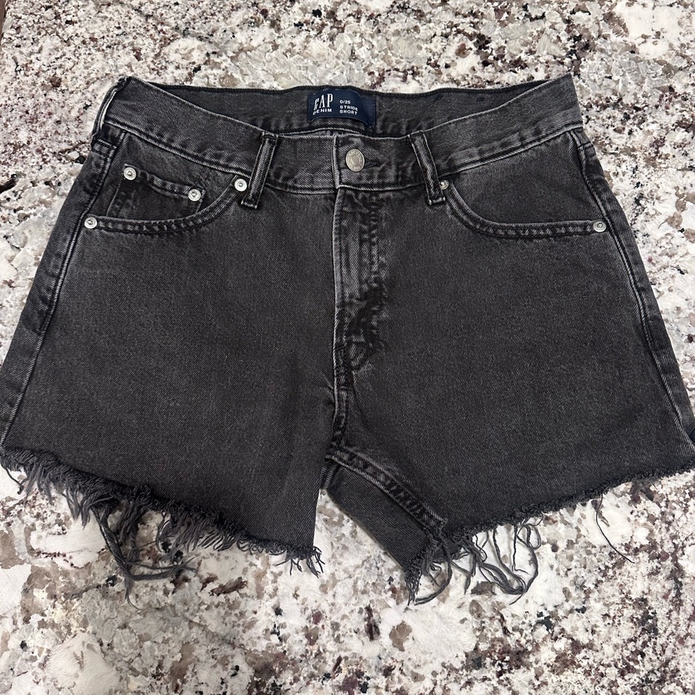 GAP Charcoal Frayed Denim Shorts